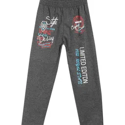 SWEET ANGEL Boys Charcoal Printed Cotton Relaxed-Fit Track Pants-image-94