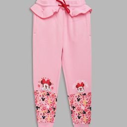 Blue Giraffe Girls Pink Minnie Mouse Printed Joggers-image-81