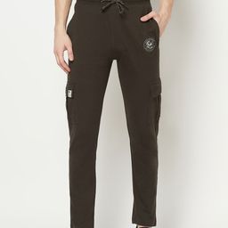 Octave Men Olive-Green Solid Cotton Track Pants-picture-31