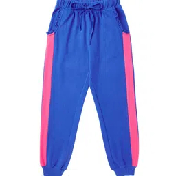 Cub McPaws Girls Blue & Pink Colourblocked Cotton Jogger-image-9