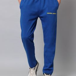 GRIFFEL Men Blue Solid Cotton Track Pants-image-14