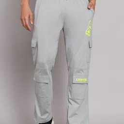 GRIFFEL Men Mid-Rise Cotton Cargo Track Pants-image-98