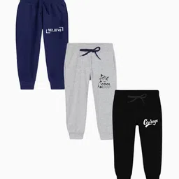 BAESD Boys Pack of 3 Typography Printed Mid-Rise Cotton Joggers-image-91