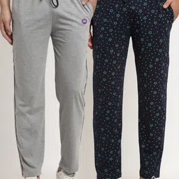 VIMAL JONNEY Men Grey & Navy Blue Pack of 2 Printed Joggers-image-59