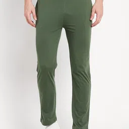 Octave Men Olive Green Solid Cotton Track Pants-picture-22