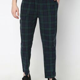 R&B Men Checked Mid-Rise Cotton Track Pants-picture-23
