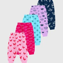 KUCHIPOO Girls Pack Of 5 Printed Mid Rise Joggers-image-79