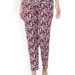 DYCA Women White & Pink Printed Cotton Lounge Pant-image-53