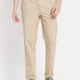 Octave Men Cream-Colored Solid Cotton Track Pants-image-4