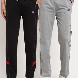 VIMAL JONNEY Men Black & Grey Pack Of 2 Solid Regular Fit Track Pants-image-54