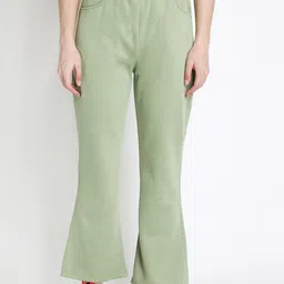 CHKOKKO Women Green Solid Bootcut Track Pants-image-62