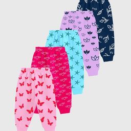 KUCHIPOO Girls Pack Of 5 Printed Joggers-image-42