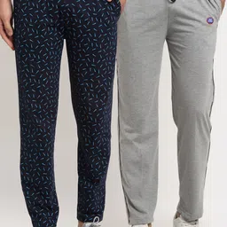 VIMAL JONNEY Men Pack Of 2 Grey & Blue Solid Regular-Fit Track Pants-image-64
