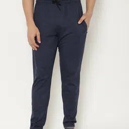 CHKOKKO Men Blue Solid Straight-Fit Track Pants-picture-7