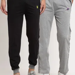VIMAL JONNEY Men Grey & Black Pack Of 2 Solid Track Pants-image-83