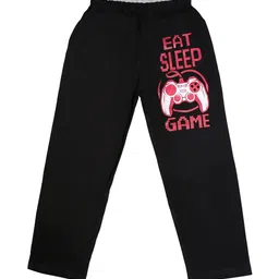 SWEET ANGEL Boys Black Solid Pure Cotton Typography Relaxed Fit Track Pant-picture-20