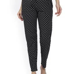 DYCA Women Black & White Printed Polka Dots Lounge Pants-image-38