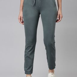 Go Colors Women Ocean Green Solid Cotton Joggers-image-13