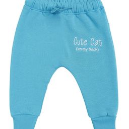 Bodycare Kids Girls Blue Solid Knitted Pure Cotton Joggers with 3-D Applique Detail-20