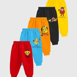 KUCHIPOO Infant Kids Pack Of 5 Lion King Printed Regular Fit Joggers-image-119