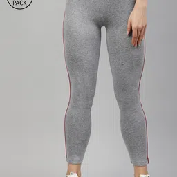 GOLDSTROMS Women Grey Pack of 2 Solid Cotton Tights-image-41