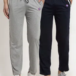 VIMAL JONNEY Men Pack Of 2 Grey & Black Track Pants-image-95