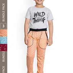 IndiWeaves Boys Pack Of 3 Mid-Rise Cotton Regular Fit Track Pants-image-89