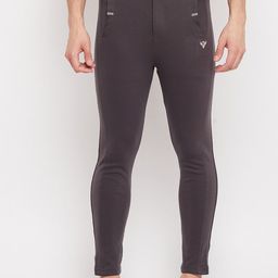 Duke Men Grey Solid Slim-Fit Track Pant-image-49
