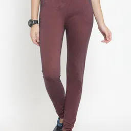 Boston Club Women Maroon Regular Fit Solid Pure Cotton Track Pant-image-7
