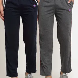 VIMAL JONNEY Men  Navy Blue & Grey Pack of 2 Solid Track Pants-image-28