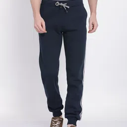 t-base Men Navy Blue & White Solid Regular Fit Joggers-image-30