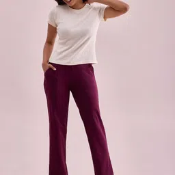 Go Colors Women Relaxed Fit Mid Rise Easy Wash Flat-Front Trousers-image-86