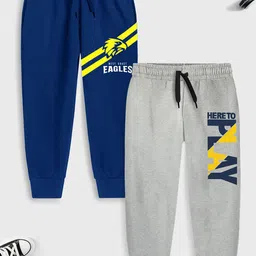 YK X Trampoline Kids Pack Of 2 Printed Cotton Mid Rise Joggers-image-86