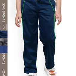 IndiWeaves Boys Side Panelled Mid-Rise Regular Fit Track pants (Pack Of 3)-image-2
