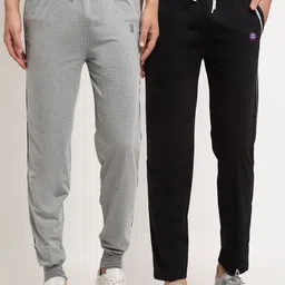 VIMAL JONNEY Men Grey & Black Pack Of 2 Solid Track Pants-image-95