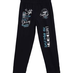 SWEET ANGEL Boys Black & White Printed Typography Pure Cotton Relaxed-Fit Track Pant-image-80