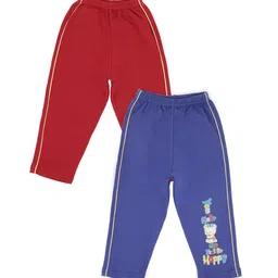 Bodycare Kids Infant Girls Pack Of 2 Maroon & Blue Cotton Track Pants-image-100