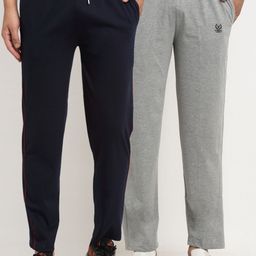 VIMAL JONNEY Men Pack Of 2 Navy Blue & Grey Solid Regular-Fit Track Pants-image-60