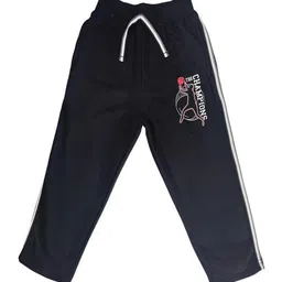 Zoom Minimondo Kids Black Graphic Printed Cotton Track Pant-image-73