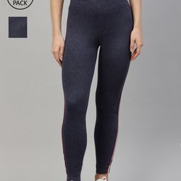 GOLDSTROMS Women Navy Blue Pack of 2 Solid Cotton Tights-image-43