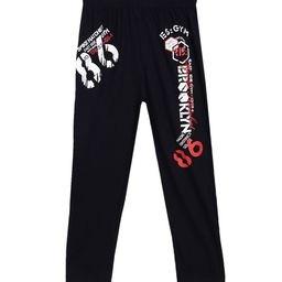 SWEET ANGEL Boys Black Typography Printed Pure Cotton Relaxed-Fit Track Pants-image-78