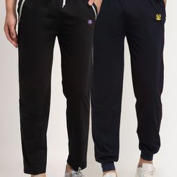 VIMAL JONNEY Men Pack Of 2 Black Solid Track Pants-image-72