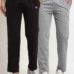 VIMAL JONNEY Men Pack Of 2 Grey & Black Regular Track Pants-image-97