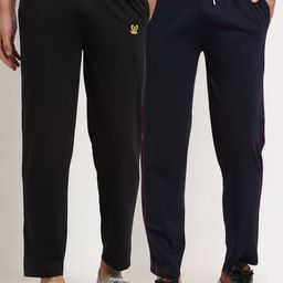 VIMAL JONNEY Men Pack Of 2 Navy Blue & Black Solid Regular Track Pants-image-90