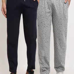VIMAL JONNEY Men Navy Blue & Grey Pack of 2 Solid Regular Fit Track Pants-image-53