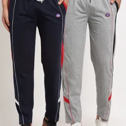 VIMAL JONNEY Men Pack Of 2 Grey & Blue Solid Regular-Fit Track Pants-image-66