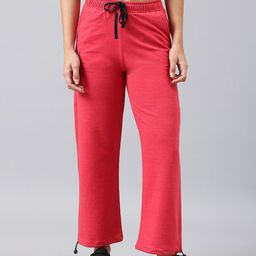 FEMEA Women Red Solid Cotton Joggers-image-99