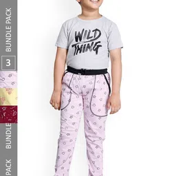 IndiWeaves Boys Pack of 3 Floral Printed Cotton Track Pants-image-67