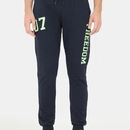 ARDEUR Men Navy Blue Typography Printed Slim-Fit Joggers-image-13