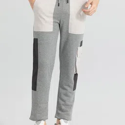 Snitch Men Colourblocked Relaxed-Fit Track Pants-image-4